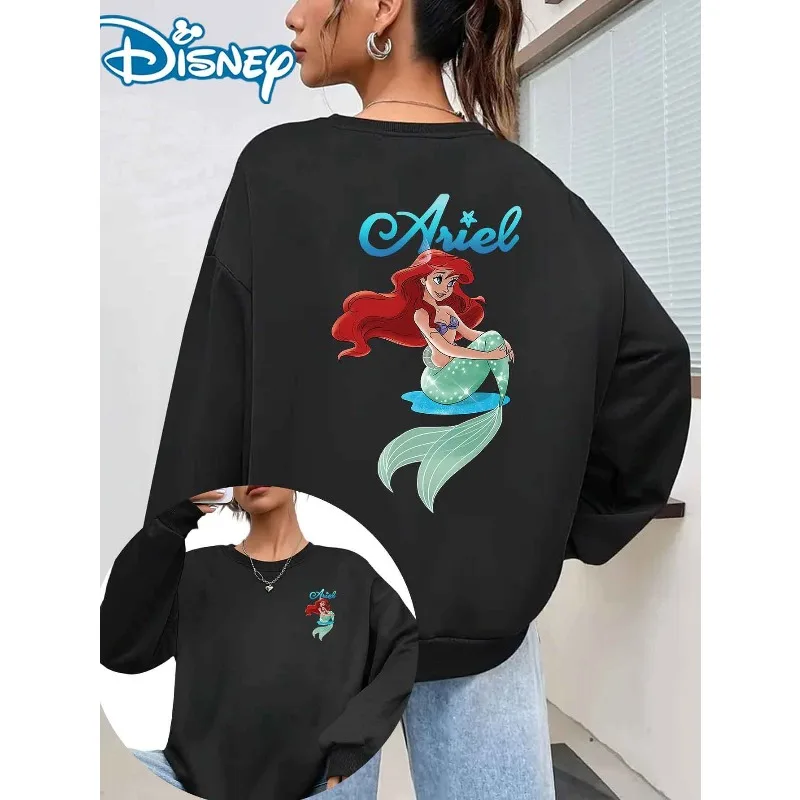 2025 الخريف/الشتاء ديزني المرأة ليتل ميرميد ارييل تصميم أربعة مواسم مريحة المنزل طويلة الأكمام جولة الرقبة هوديي #3