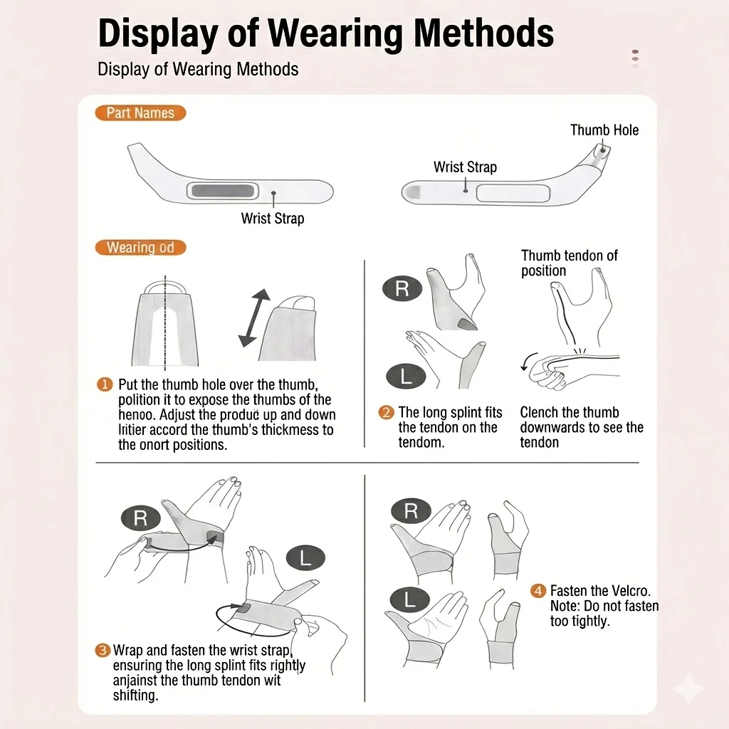 2er-Pack Verstellbares Atmungsaktives Handgelenkband mit Daumenstabilisator - Ergonomische Unterstützung für Tippen, Wiederholungsarbeiten/Anti-Rutsch-Design – Detail 3