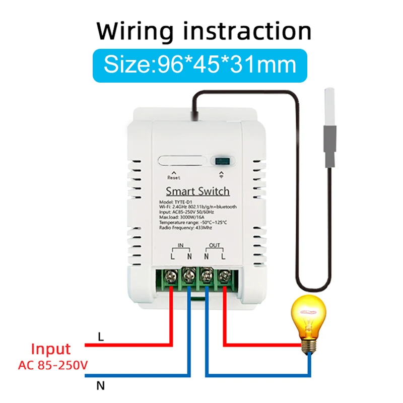 Tuya Smart Temperature Switch 20A 4000W with Energy Consumption Monitoring RF433 Intelligent Thermostat Compatible with Alexa