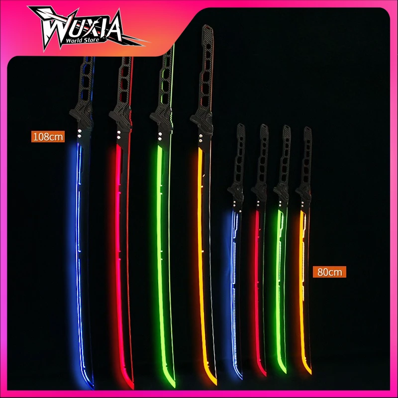 

80cm Lightsaber Cyber Punk GRAY RAVEN：PUNISHING Weapon Sirius Acrylic Charge Luminous Wearable Katana Boy Cosplay Safe Toy Sword