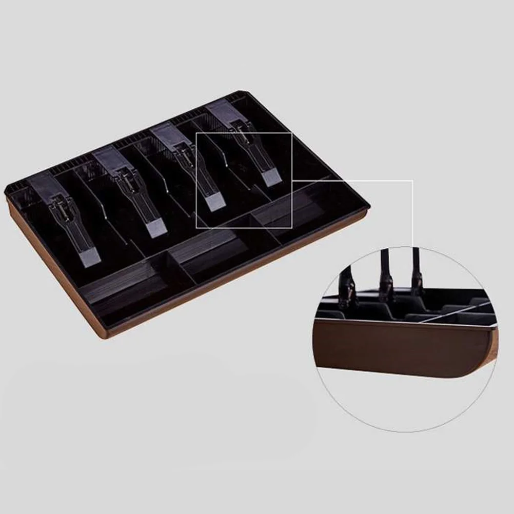 

5 Grids Cashier Drawer Insert Tray Black Organizer for Market Supermarket Pharmacy Store
