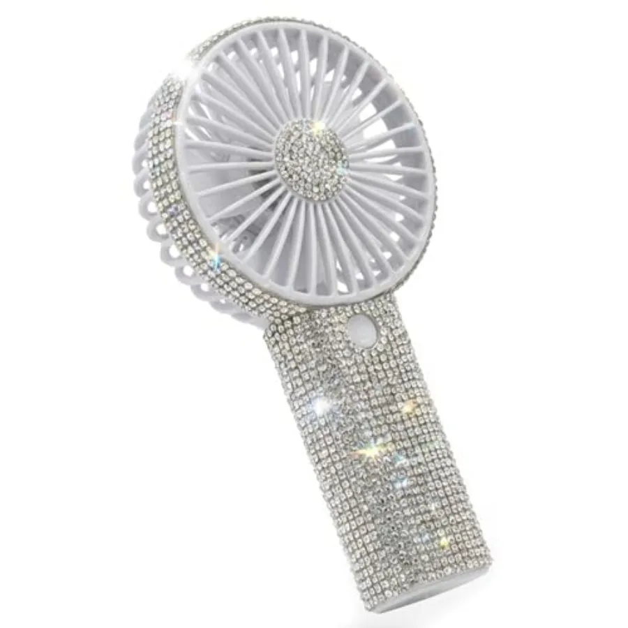 

Bling Handheld Fan Portable Rechargeable, Rhinestone Mini Fan with USB-C Charging, Up to 18H Battery Life, 3-Speed Personal Han