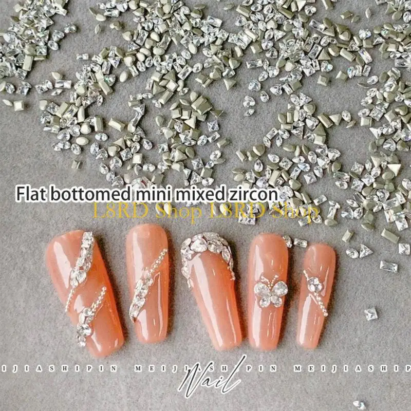 L8rd 50x pregos forma irregular Charms Crystal Rhinestones Diy Nails Decoração