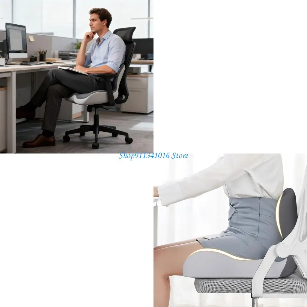 

Ортопедическая подушка с эффектом памяти и вентилируемой тканью поясничной поддержки для длительного сидения