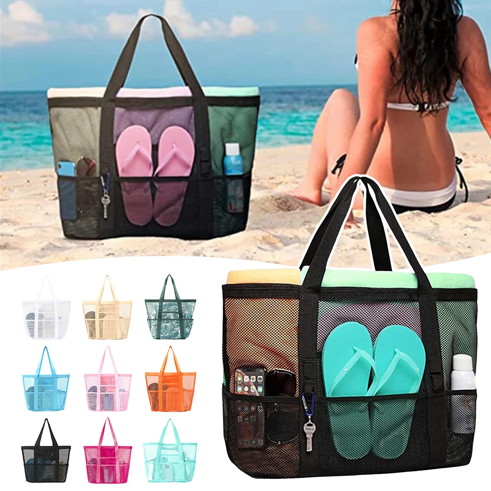 Mesh Beach Bags Beach Tasche mit mehreren Taschen große Kapazität Reise -Tasche Handtasche Schwimmbad Multifunktionaler Aufbewahrungstasche