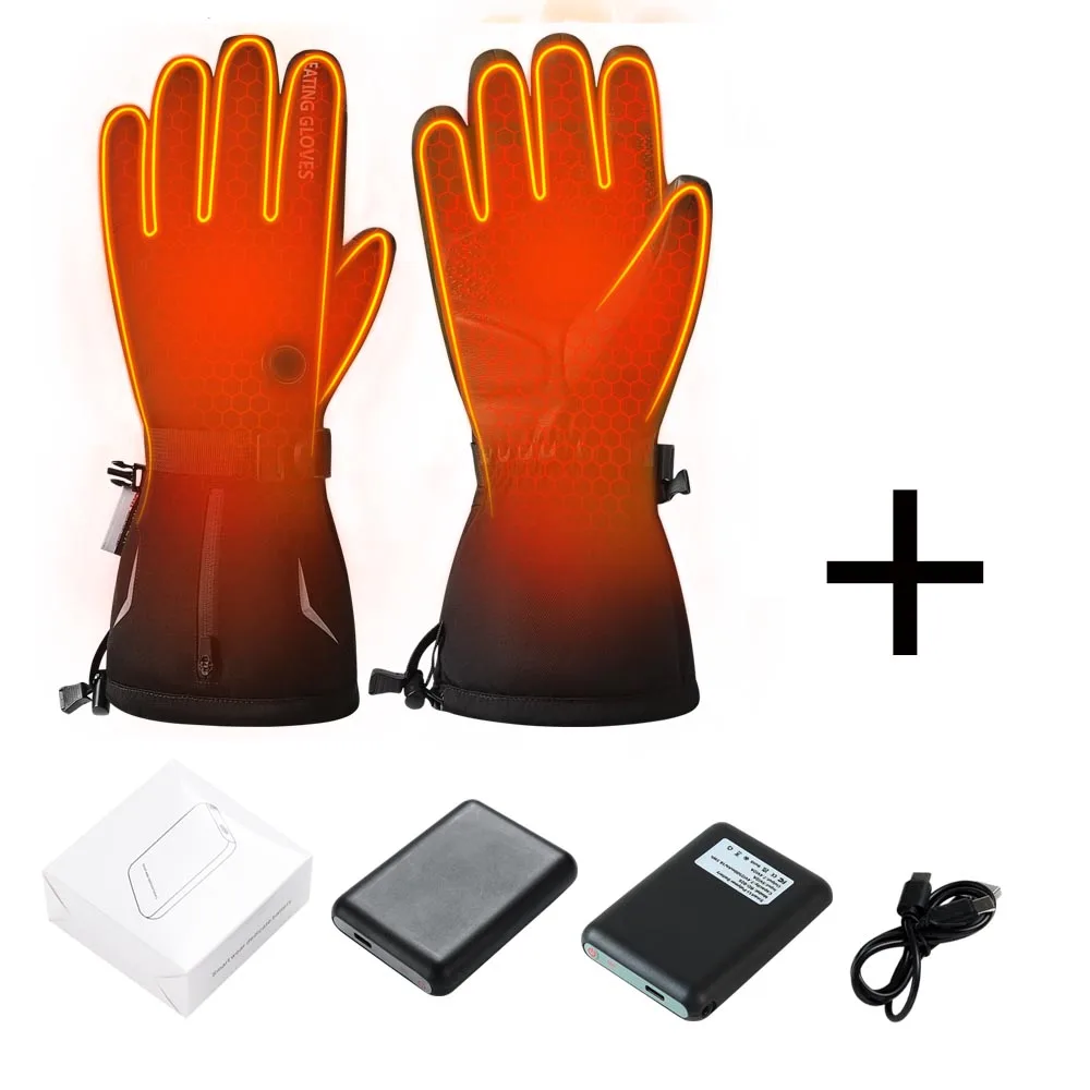 Warm heating gloves for Winter outdoor sports with batteries Touch screen heating gloves for winter motorcycles