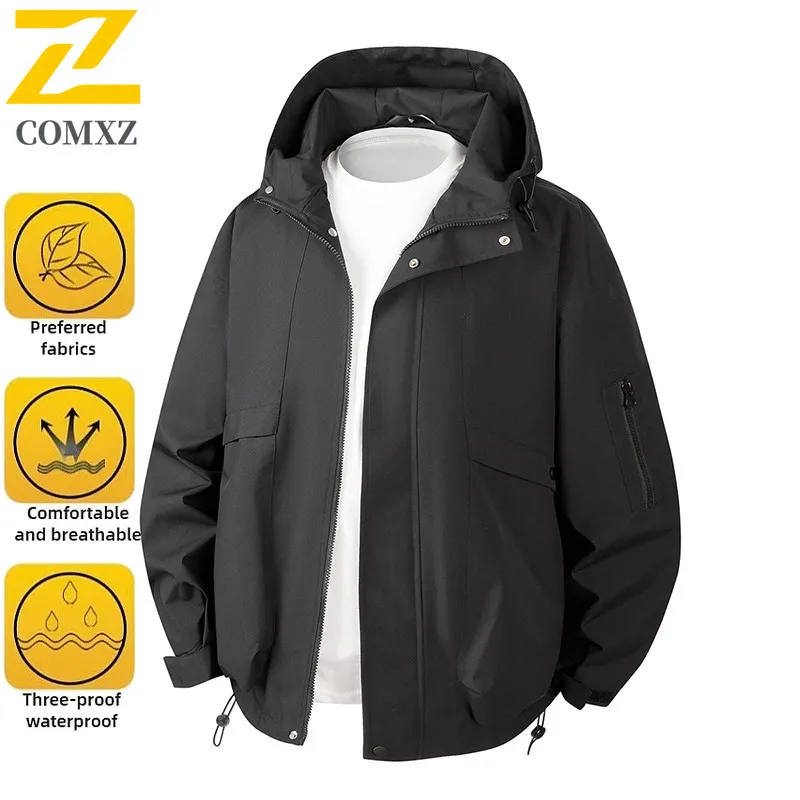 2025 New Autumn Windproof Jacket Men's high quality All-match Loose Waterproof Windbreaker Couple's Travel Camping Hooded Coat