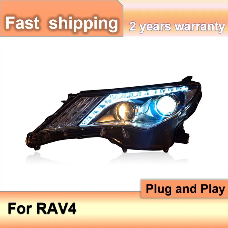 اكسسوارات السيارات لتويوتا RAV4 المصباح 2014-2015 RAV4 كشافات DRL بدوره إشارة منخفضة عالية شعاع العارض عدسة #5