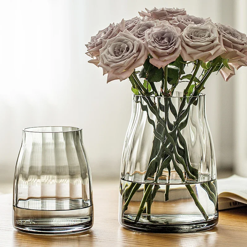 

High-end Light Luxury Small Vase Ornaments Flower Arrangements In The Living Room Flower Table with Flowers Transparent Glass