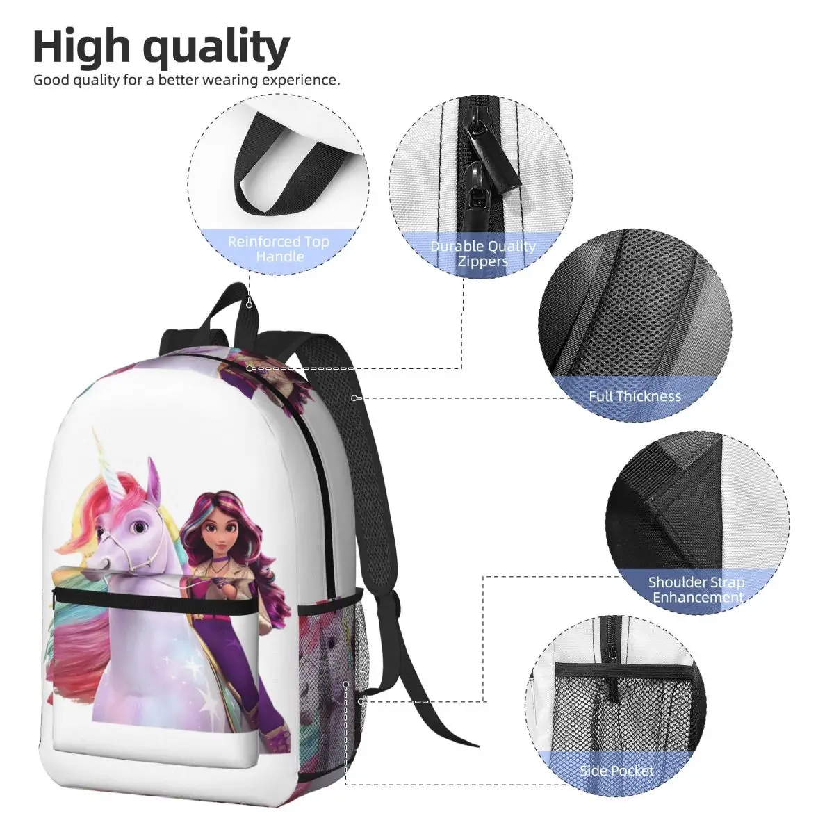 Unicorn Academy Sophia Wildstar Backpack Student BookBag Kids School Bag Computer Shoulder Bags for Men Women