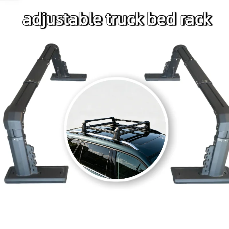 HS-Y108 Adjustable Aluminum Truck Bed Rack Pickup Roll Bar Universal for Pickup Trucks 500kg Loading Car Roof Racks