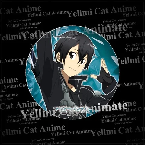 Sword Art Online SAO Anime Badge Brooch Pendant Pocket Mirror Kirito Asuna Cosplay Merchandise All 5 Designs Set Gift Keychain view 2
