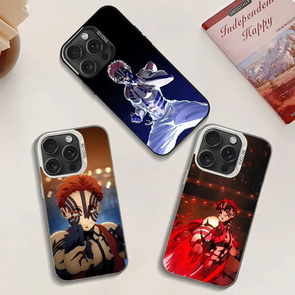 

D-Demon Akaza S-Slayer Phone Case For IPhone 17 16 15 14 13 12 11 Pro Max Plus Color Shockproof Back Silver Cover