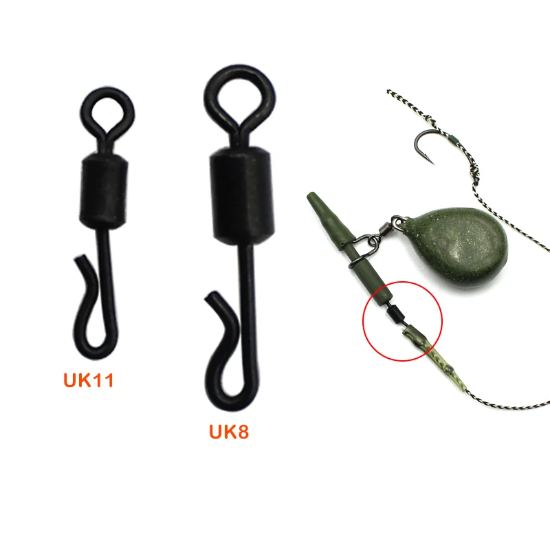 20pcs Carp Fishing Accessories Size UK8/11 Quick Change Hooklinks Swivel Carp Fishing Hiar Chod Rig For Carp Fishing Tackle