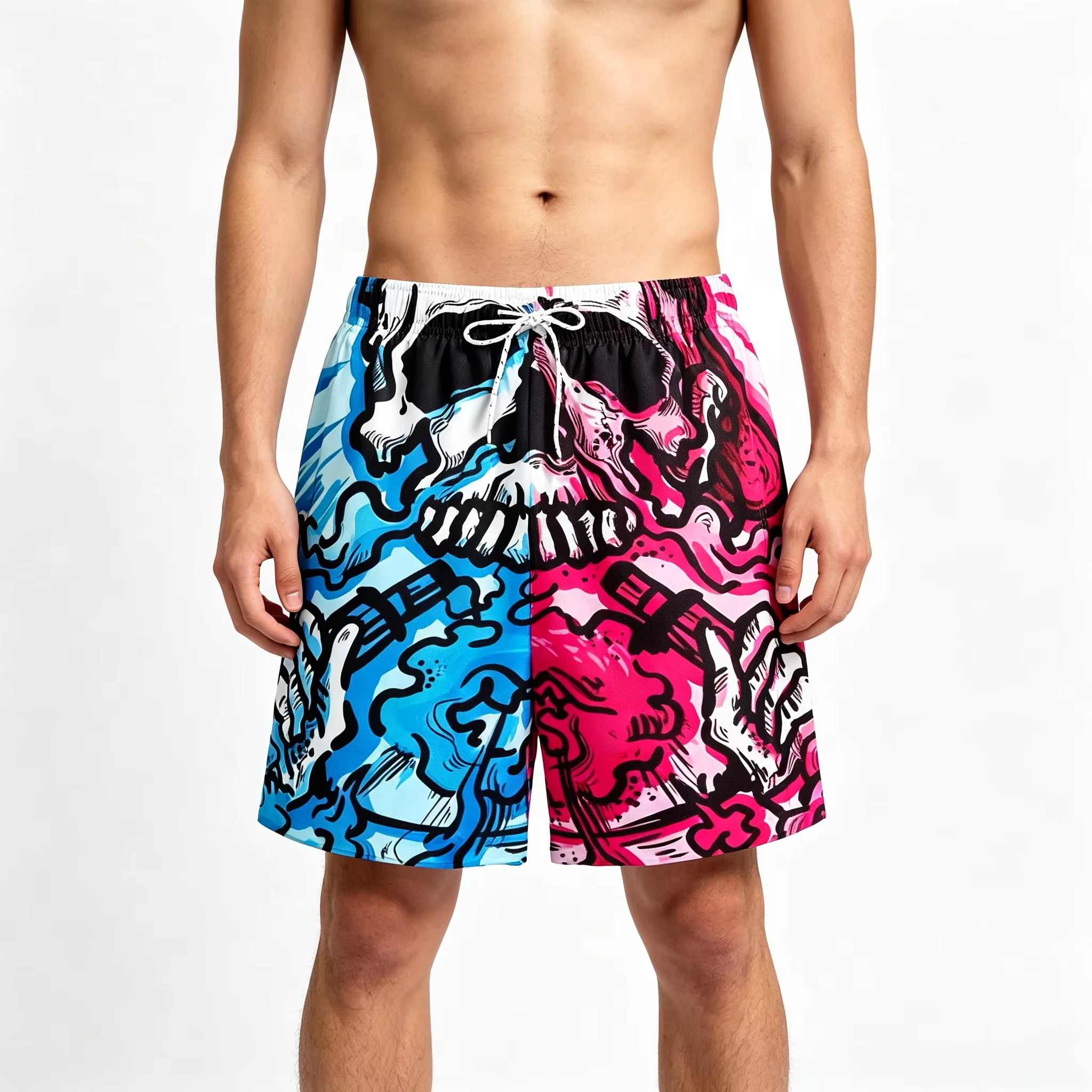 Personalized Colorful Skull Pattern Print Shorts Summer Beach Swim Trunks Casual Short Pants Suitable Daily Training Wear Shorts