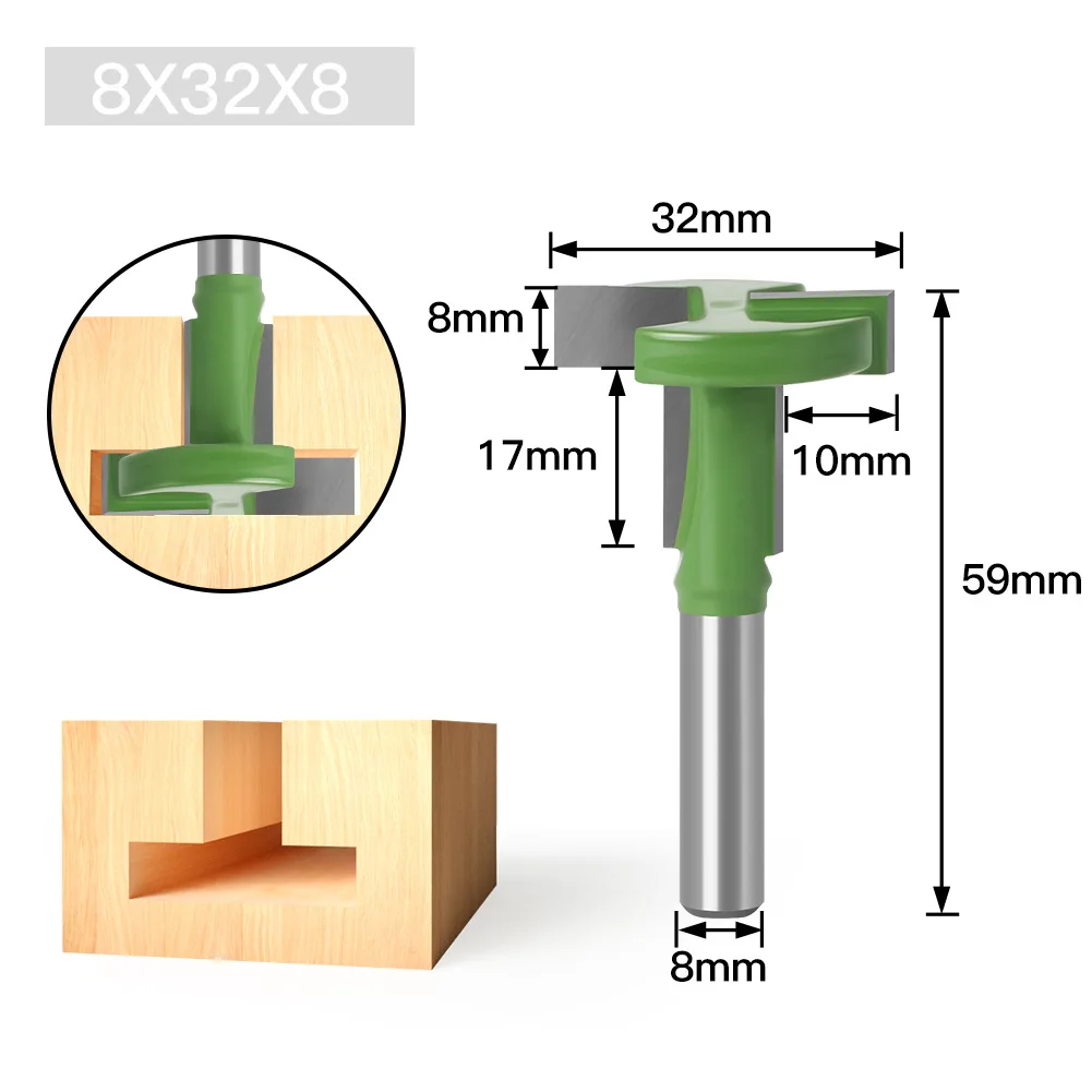 1PC 8MM 생크 밀링 커터 나무 조각 T-슬롯 라우터 비트 스트레이트 에지 슬롯 밀링 커터 목재 목공 절단
