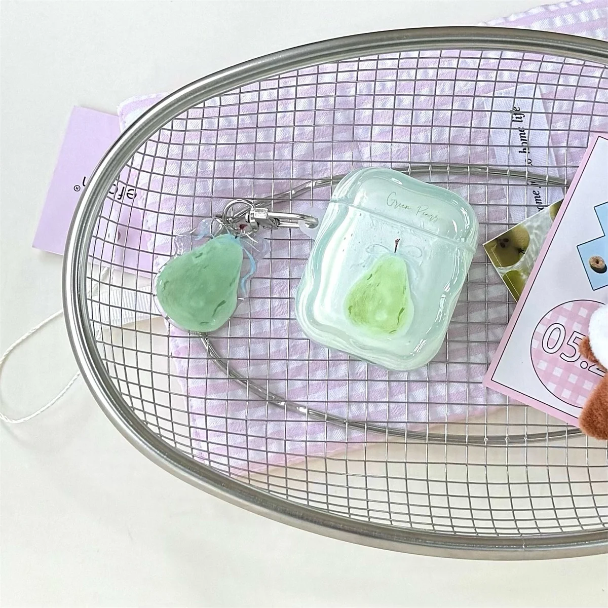 

New green pear Earphone Case For Apple Airpods Pro 2 3 4 Headphone Cover For earphone cover Silicone Kawaii Headset Cases