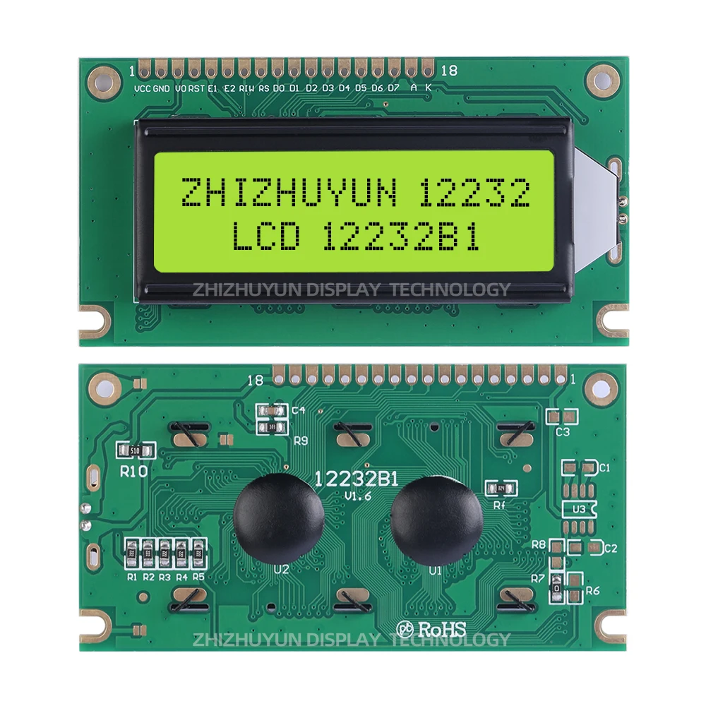 Layar Lcd 12232B1, karakter hijau zamrud, layar Lcd kecerahan tinggi, modul Spot layar Lcd