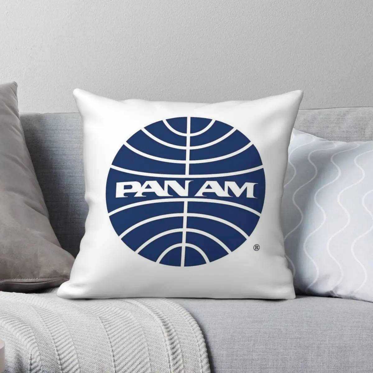 

Pan Am Globe Inverted Square Pillowcase Polyester Linen Velvet Pattern Zip Decor Pillow Case Sofa Seater Cushion Cover 45x45