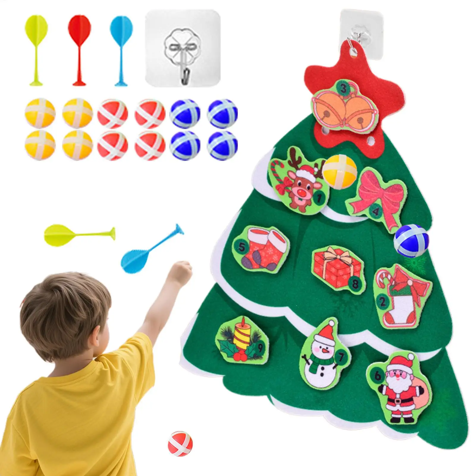 لوحة رمي السهام الخارجية 16.5 Icch لعبة الهدف على شكل شجرة عيد الميلاد الممتعة ألعاب عيد الميلاد ذاتية الصنع مع كرات لاصقة للأماكن الداخلية والخارجية