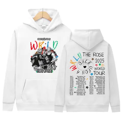 Kpop The Rose Once Upon AWRLD World Tour 2025 Hoodie Herr Damkläder Hiphop Överdimensionerade Långärmade Fleece Hoodies Streetwear 8 best sales Kpop The Rose - №2
