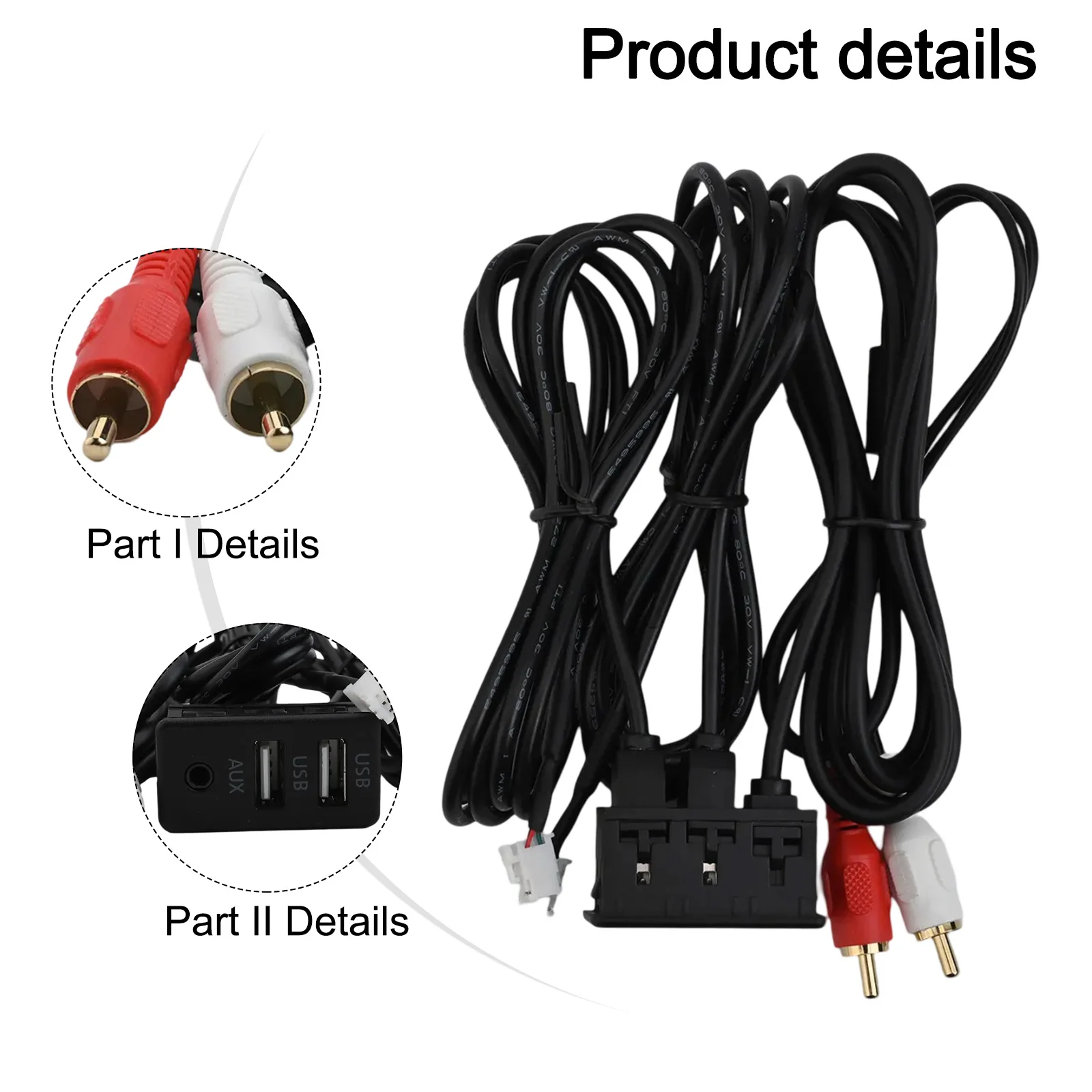 CarDash Mount Dual USB+AUX Port Panel Interface Extension 145cm Cable Adapter ReplacementwwwAutowwwAccessories