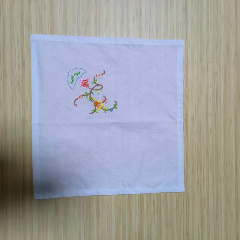 12 قطعة 28x28 سنتيمتر القطن الخالص المطرزة زهرة نمط مربع المناديل المناديل #5