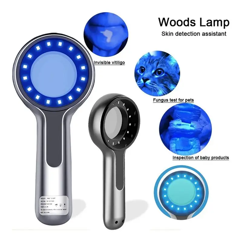 Lampa Wooda A04V 2X do analizy skóry, analizator skóry z lupą UV do testowania skóry twarzy, lampa Wooda do analizy i testowania pielęgnacji skóry.