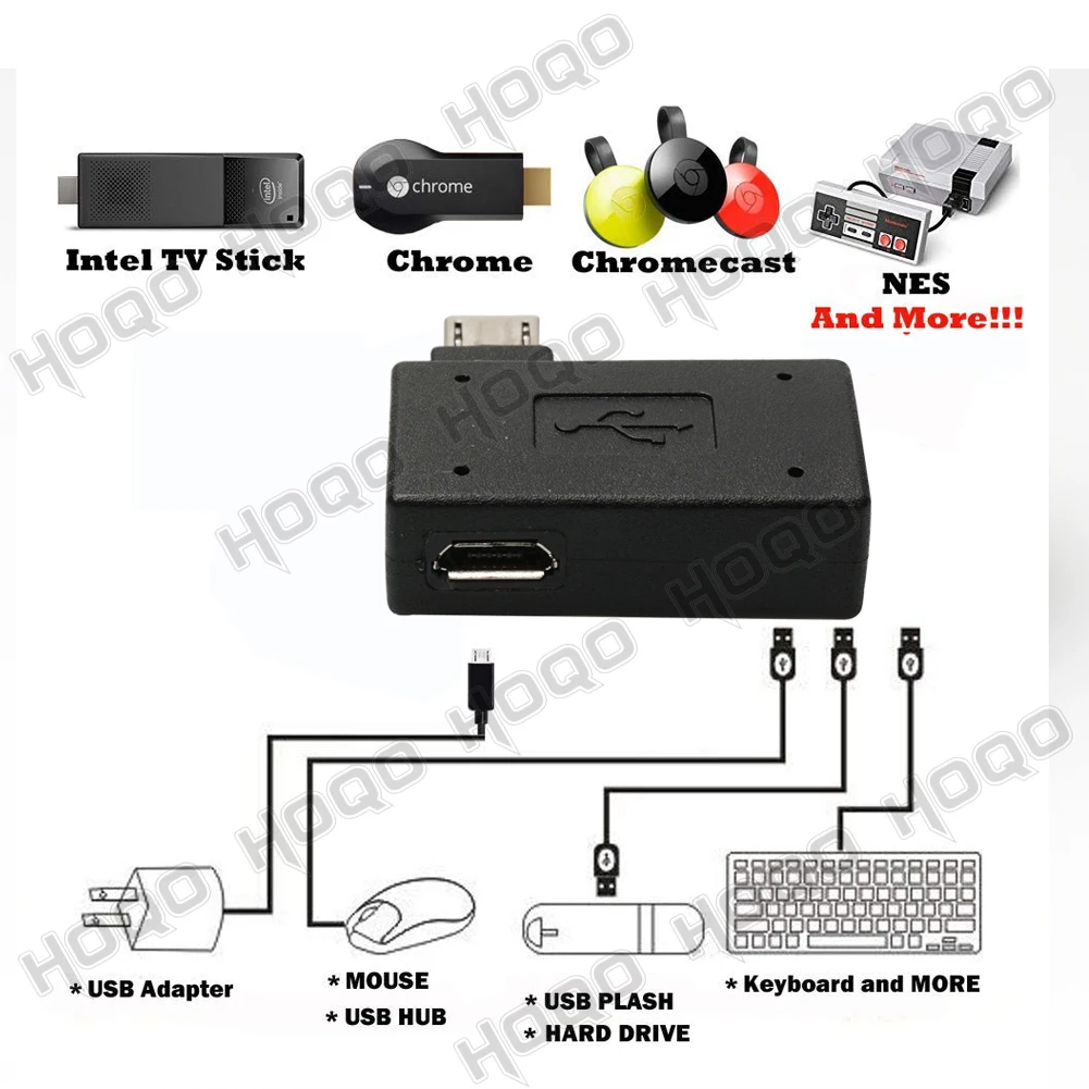 90 Degree Micro USB OTG Adapter for Fire Stick TV Snes mini Classic Nes Mini with Power Supply Left Right Angled adapter