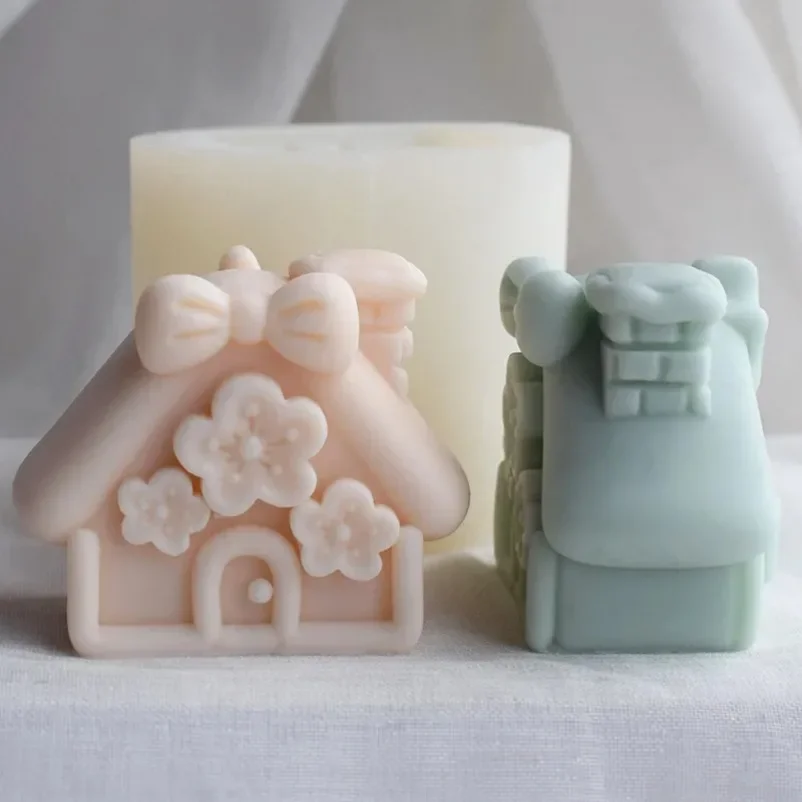 3D Villa Holzhaus Silikon Kerze Form Diy Weihnachten Haus Handwerk Harz Gips Seife Machen Werkzeuge Hause Dekoration Geschenke