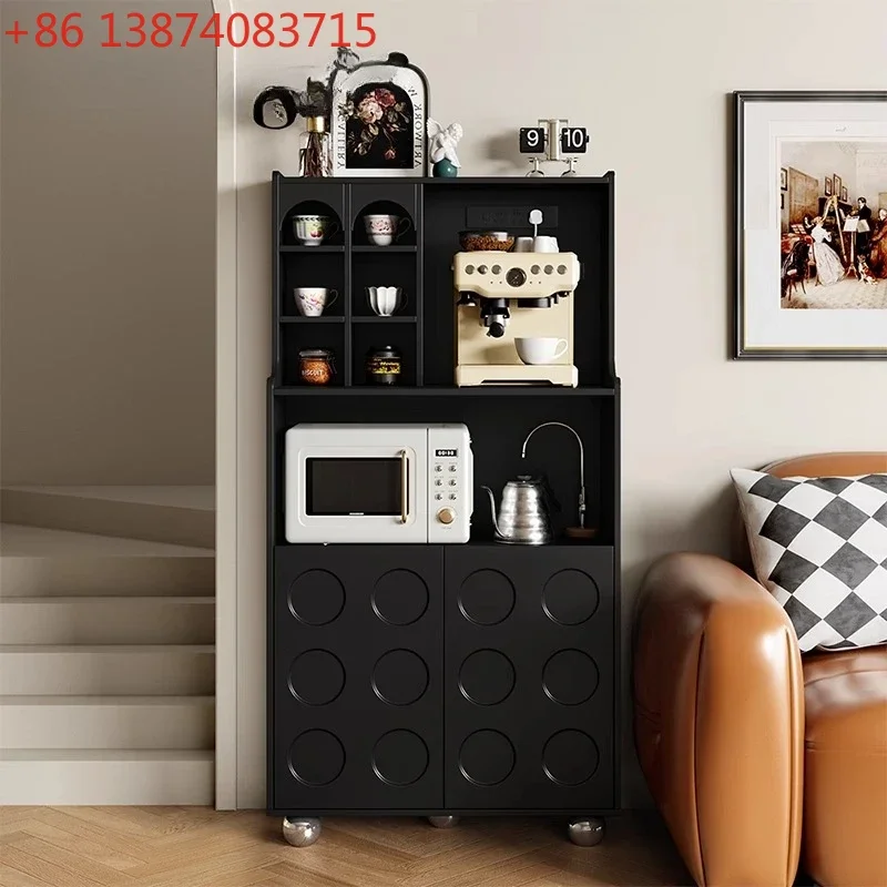 

Light luxury retro black dining side cabinet Small apartment sofa coffee machine Multifunctional tea cabinet