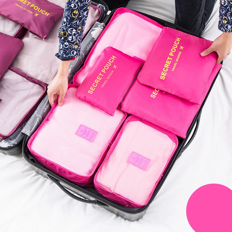 

6 Pieces Set Travel Storage Bags Waterproof Clothes Underwear Organizer Shoes Cosmetic Luggage Cube Wardrobe Suitcase Tidy Pouch