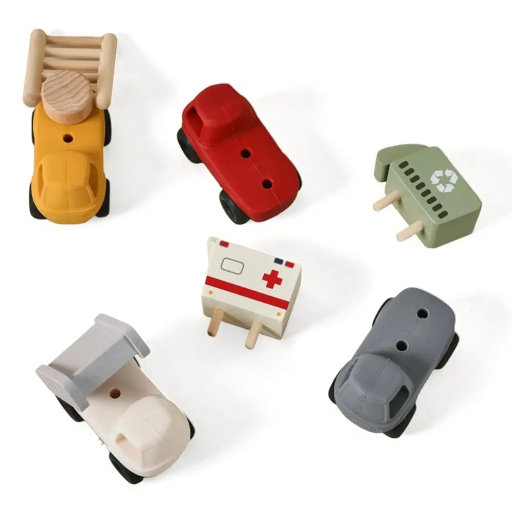 Jogos montessori destacáveis, corpo de silicone, transporte de madeira, carros de brinquedo educacional, mix & match, design multifuncional