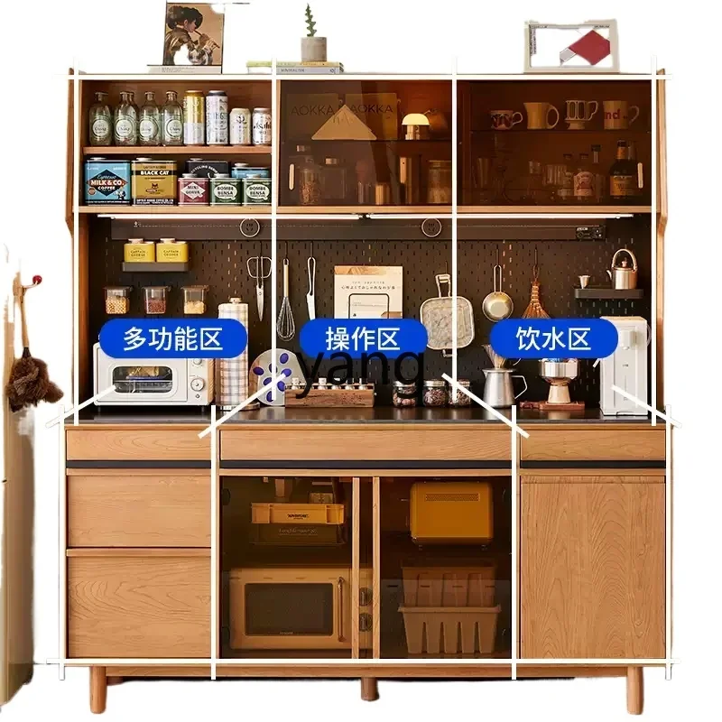 

LTT solid wood dining side cabinet, cherry wood high cabinet against the wall, integrated restaurant storage locker