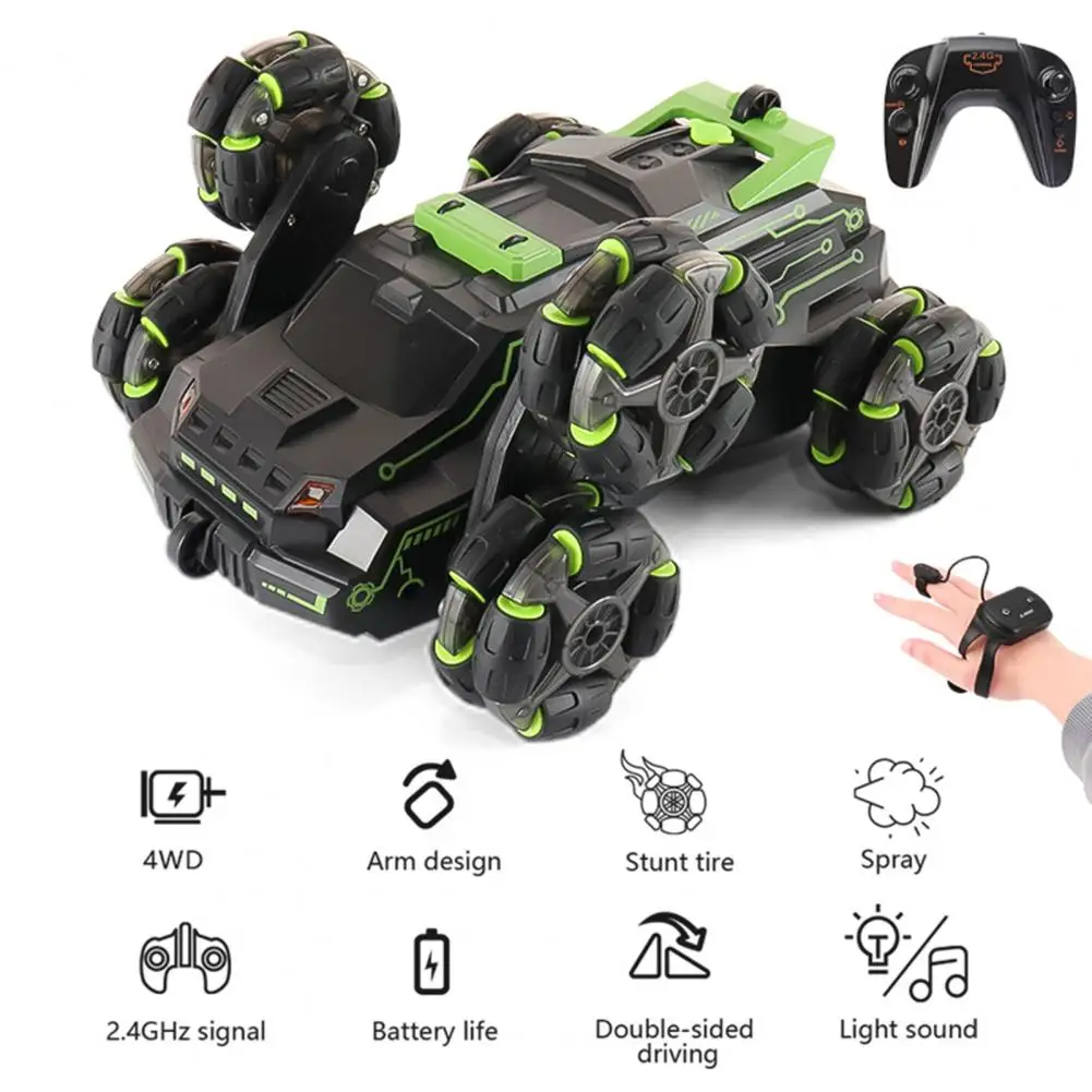 Remote Control Drift Stunt Car 6 Wheels Swing Arm Spray Gesture Sensing Electric 2.4GHz RC Off-Road Vehicle Crawler Truck Toy