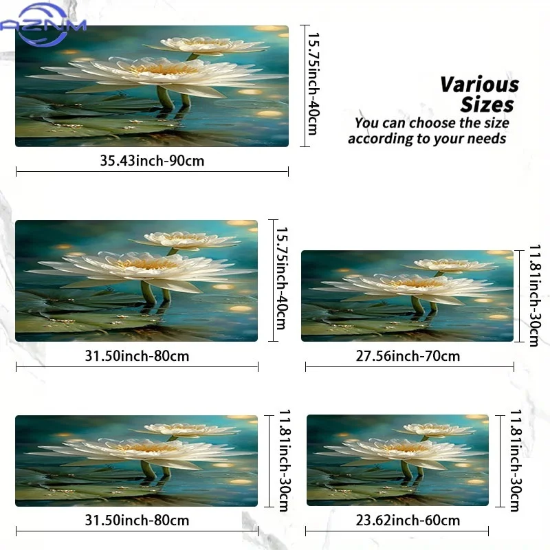 Water Lily Pattern Mouse Pad, Rubber Material, Multiple Specifications Available, Ideal for Programmers & Gamers, Perfect as Gra