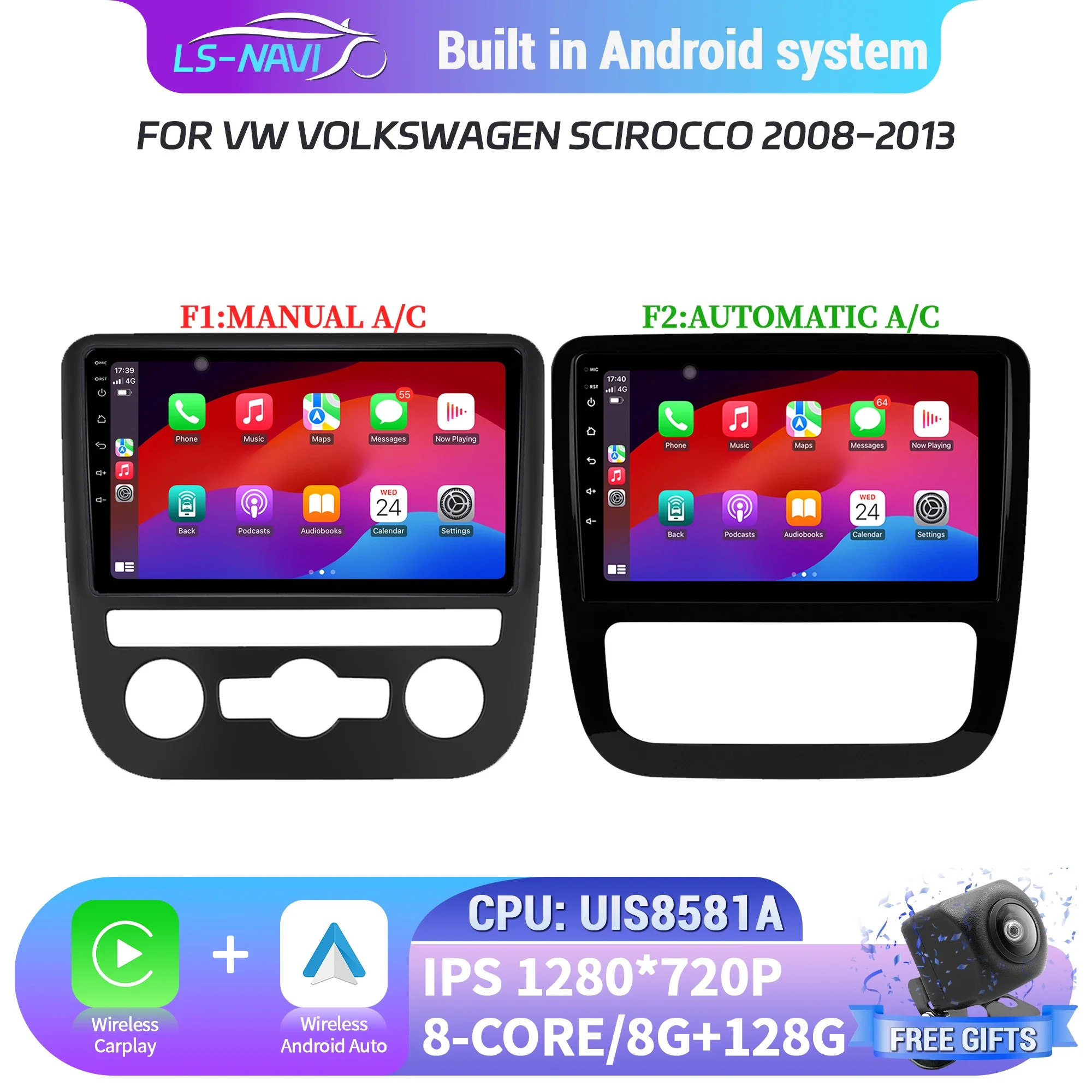 

For VW Volkswagen Scirocco 2008-2013 Android 14 Wireless Bluetooth Carplay 4G GPS Multimedia Car Radio Head Unit Touch Screen