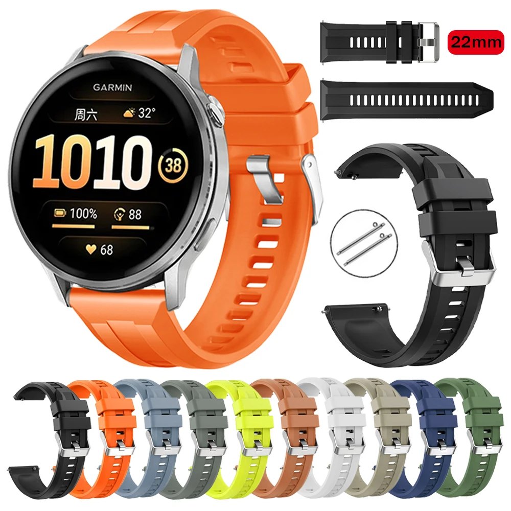 22mm Silicone Bracelet For Garmin Forerunner 255 Music 570 47mm 265/Venu 2 3 4 45mm Replace Band For HUAWEI WATCH GT6 46mm Strap