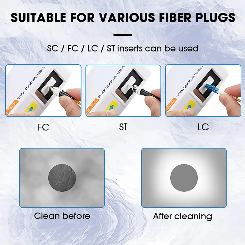 Natalink Fiber Optic Cleaner Fiber Optic Connector Cleaner Fiber Optic Cleaning Box for FC, SC, LC,MU,ST End Faces Adapter