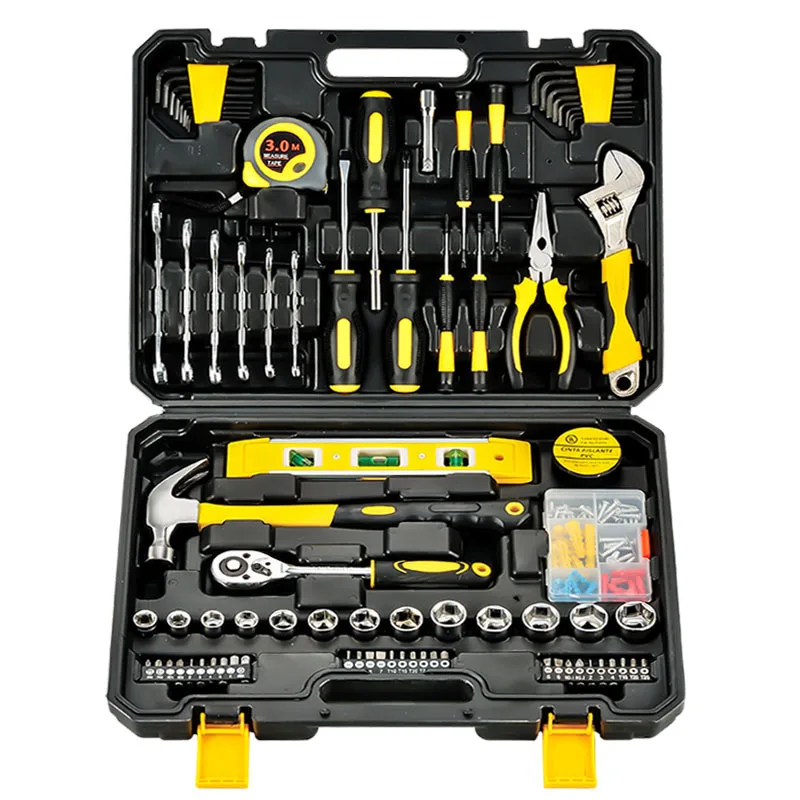 Household Hardware Mão Tool Grupo Combinação Car Repair Kit Caixa de Ferramentas Chave de Fenda Chave de Catraca Martelo F50