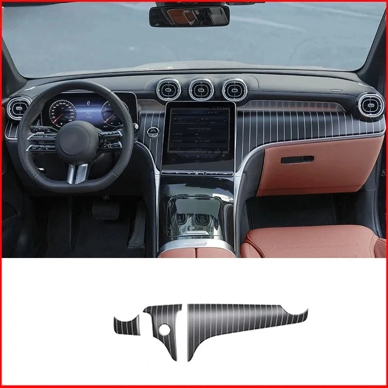 

For Mercedes C Class W206 Dashboard Panel Trim Vertical Stripe Pattern Carbon Fiber Interior Decor Styling Upgrade Accessories