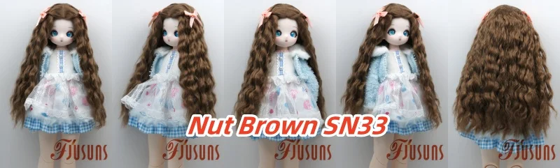 JD880 Lange Sauvage Welle Mittelscheitel Meerjungfrau Lockig mit Twin Bow Braids Puppe Perücken 1/8 1/6 1/4 1/3 Pullip Blythes BJD Haar – Detail 13