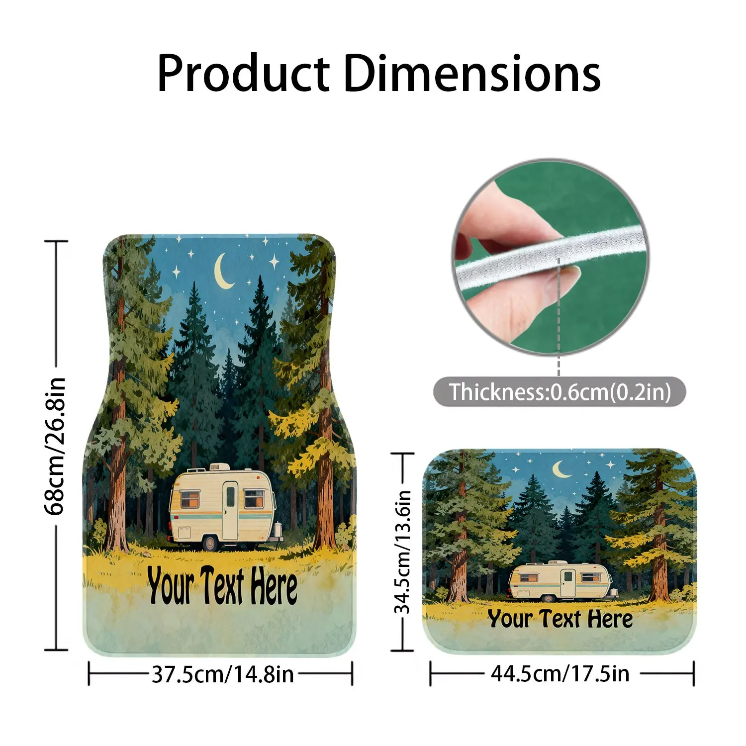 Retro Camping Forest Scene Car Floor Mat | Universal Driver'S Mat, Customized Anti-Slip And Anti-Dirt Foot Mat, Polyester Fiber,