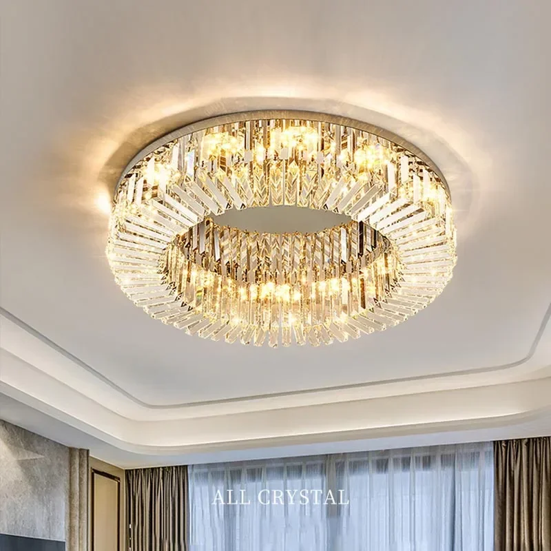 

Modern Luxury Crystal Ceiling Lamp Bedroom Dining Living Room Chandelier Gold LED Ring Light Home Decoration Lighting Fixtures