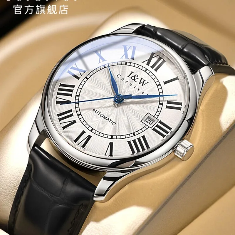 

Switzerland Luxury Brand I&W CARNIVAL Japan MIYOTA Automatic Mechanical Men's Watches Sapphire Waterproof Auto Date Clock 665G