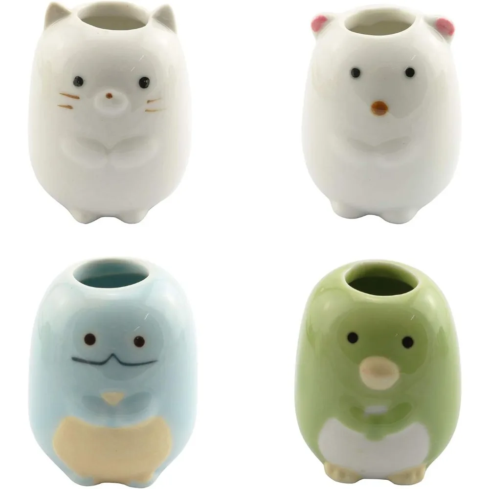 

Мини-держатель для зубных щеток, 4 шт., керамический мини-держатель для зубных щеток с милыми животными, подставка для ванной комнаты, универсальный органайзер для хранения, хлопок Sw