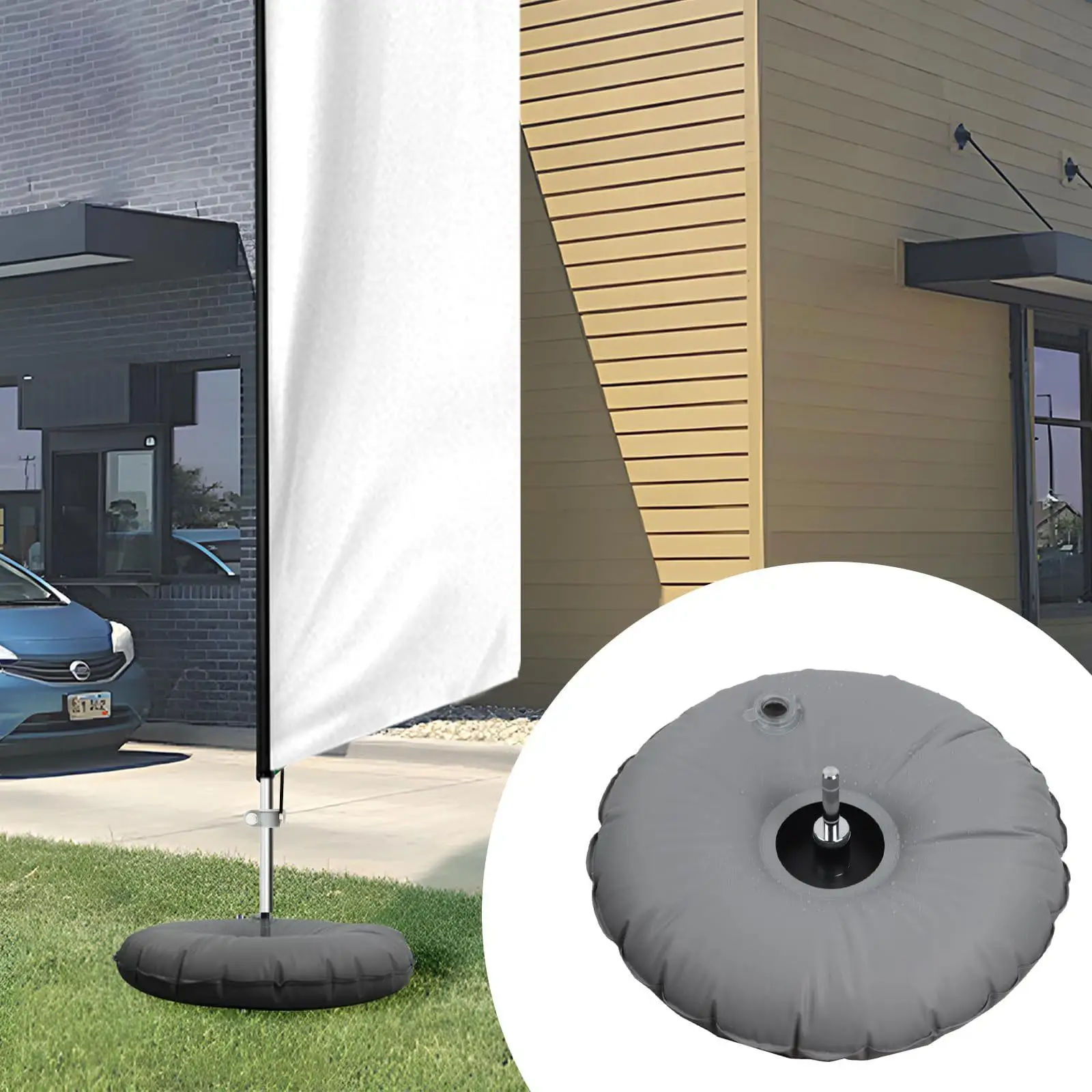 Black Iron Flag Base Square Heavy Duty Weatherproof Stable Feather Stand for Events Trade Shows and Holiday Décor