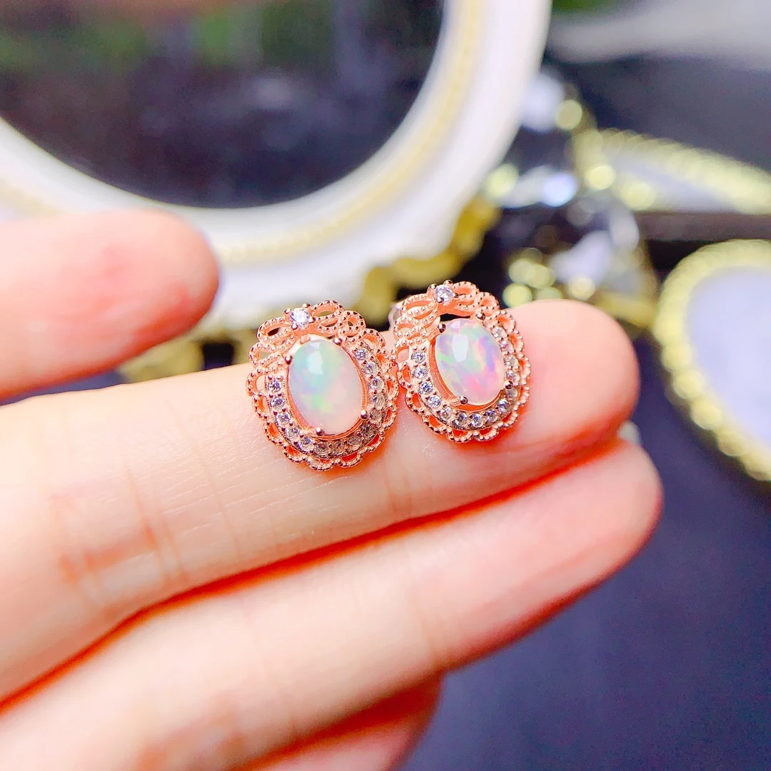 

Natural Opal Topaz Earrings Women's Silver 925 Earrings Women's Wedding Gems Free Shipping Earrings Sterling Certified Jewelry