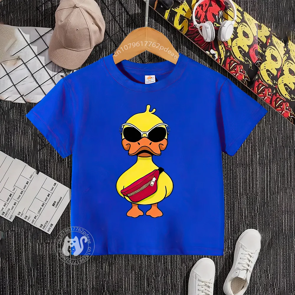 Youth summer 100% cotton children's T-shirt simple fashion duck duck print casual fashion boys and girls T-shirt children's wear