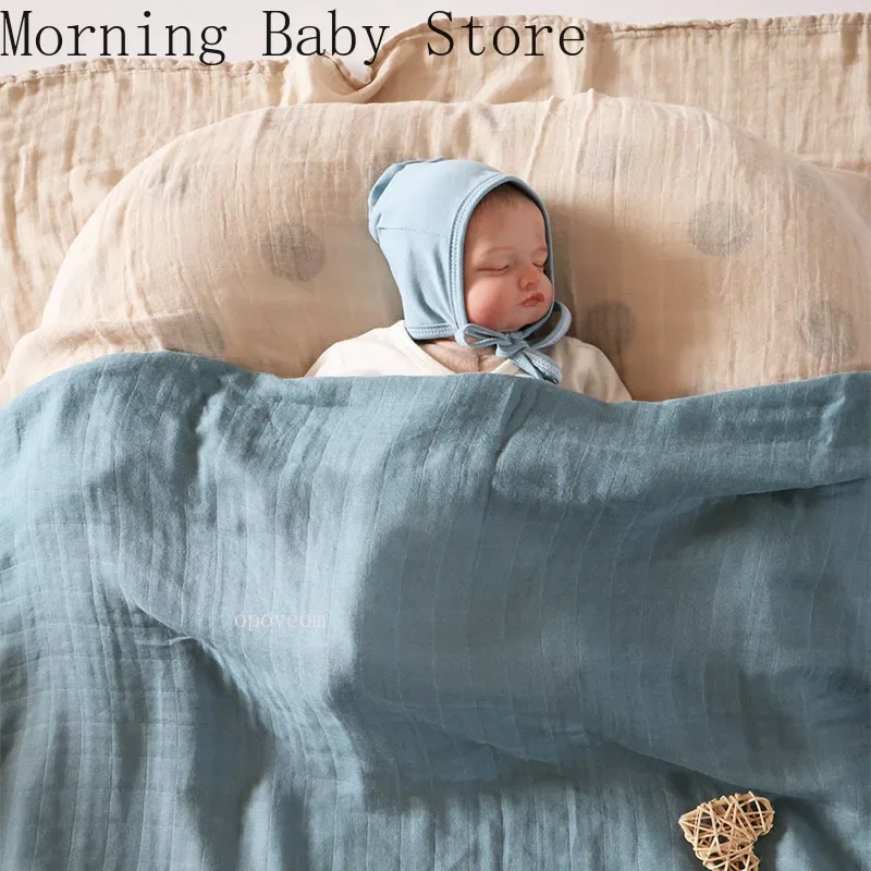 120*120cm Muslin Bamboo Baby Blanket Soft 2 Layers Newborn Swaddle Wrap Bath Towel Blanket Infant Sleepsack Stroller Cover 0-36M